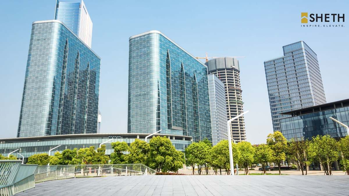 Mumbai business district skyline near BKC where professionals are buying homes close to work - Sheth Realty